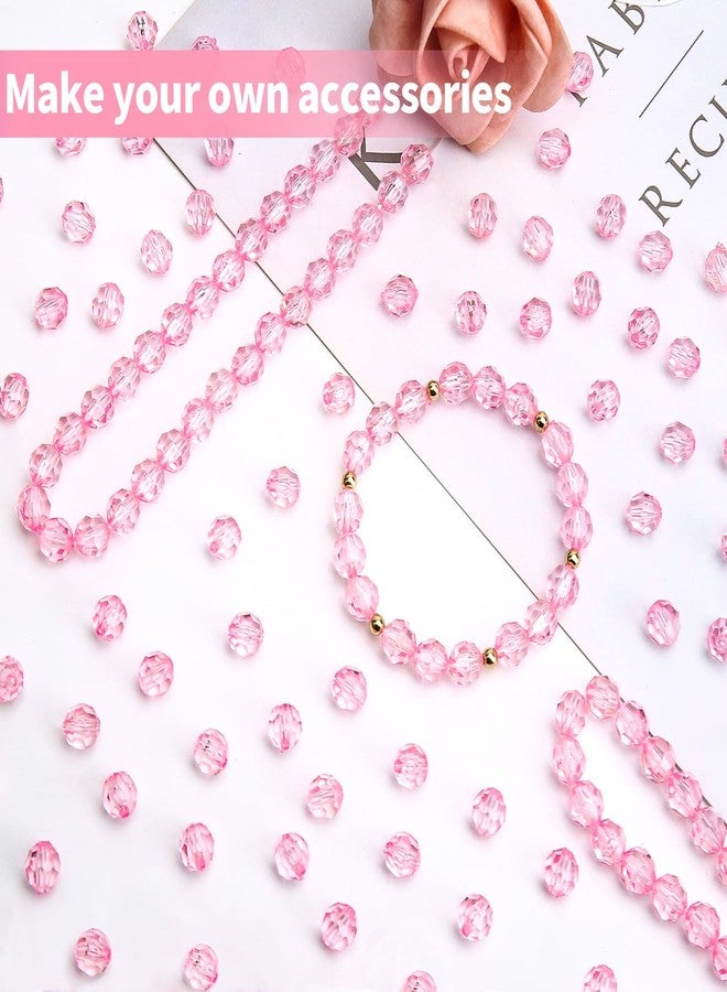 BONNY BOXX 1000pcs 6mm Acrylic Faceted Round Crystal Beads Transparent Pink Loose Spacer Craft Beads for DIY Bracelet Necklace Earring Keychain Jewelry Making Bags Decoration - Image 4